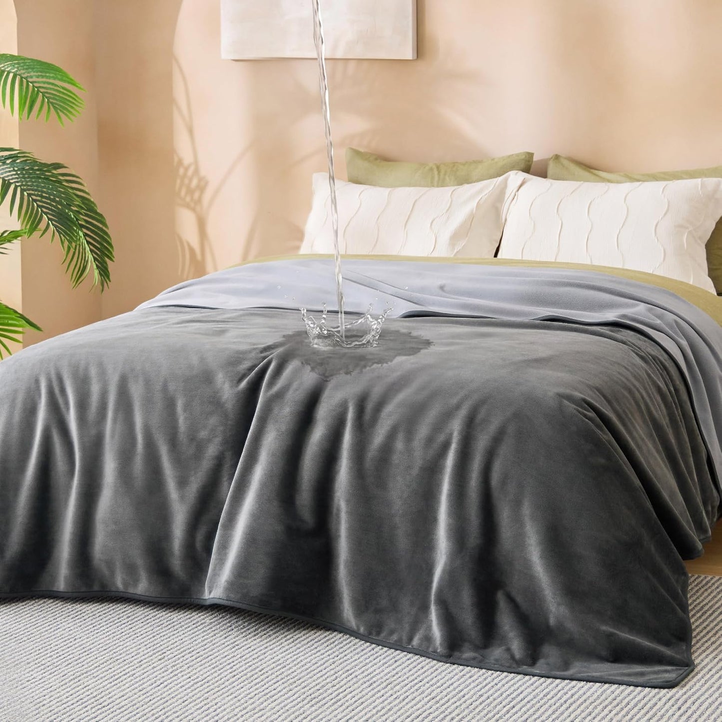 Bedsure Waterproof Blanket for Couch - Soft Flannel Fleece Couch Cover Throw Blanket for Large Dogs Pet Leakproof, Protector for Camping, Travel, 50"x60", Grey - Image 15