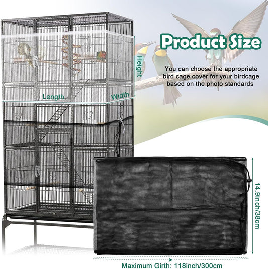 Catcan adjustable nylon mesh bird cage cover two pack in black and white colors