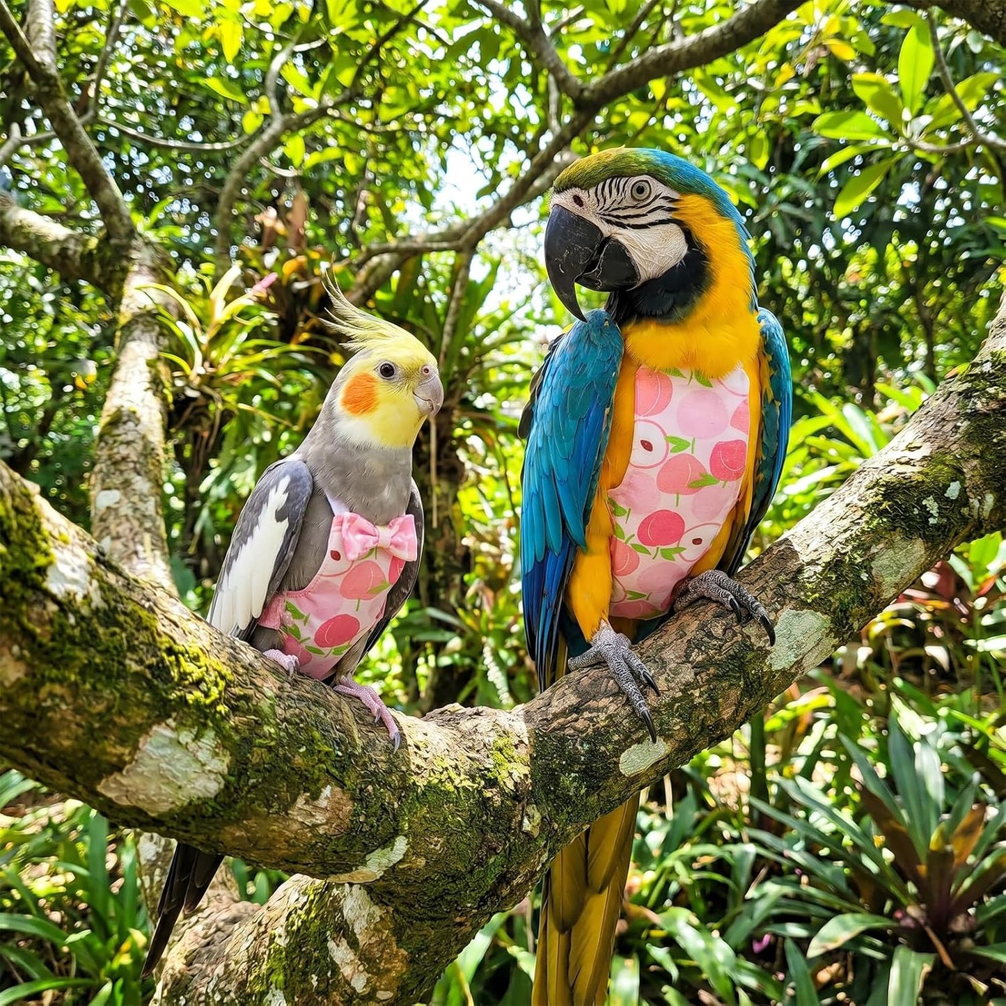 LXUEJIE 4 pack bird nappies demonstrating the premium fruit pattern collection with elegant ties