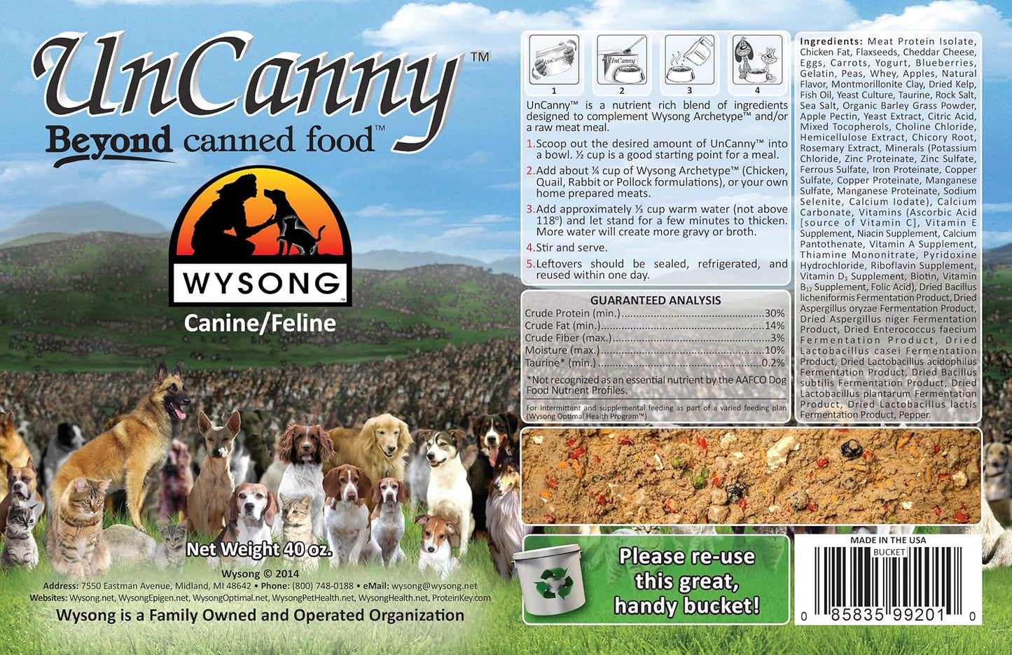 Wysong Uncanny Canine/Feline Raw Diet - Dog/Cat Food Supplement - 40 Ounce Bucket - Image 5
