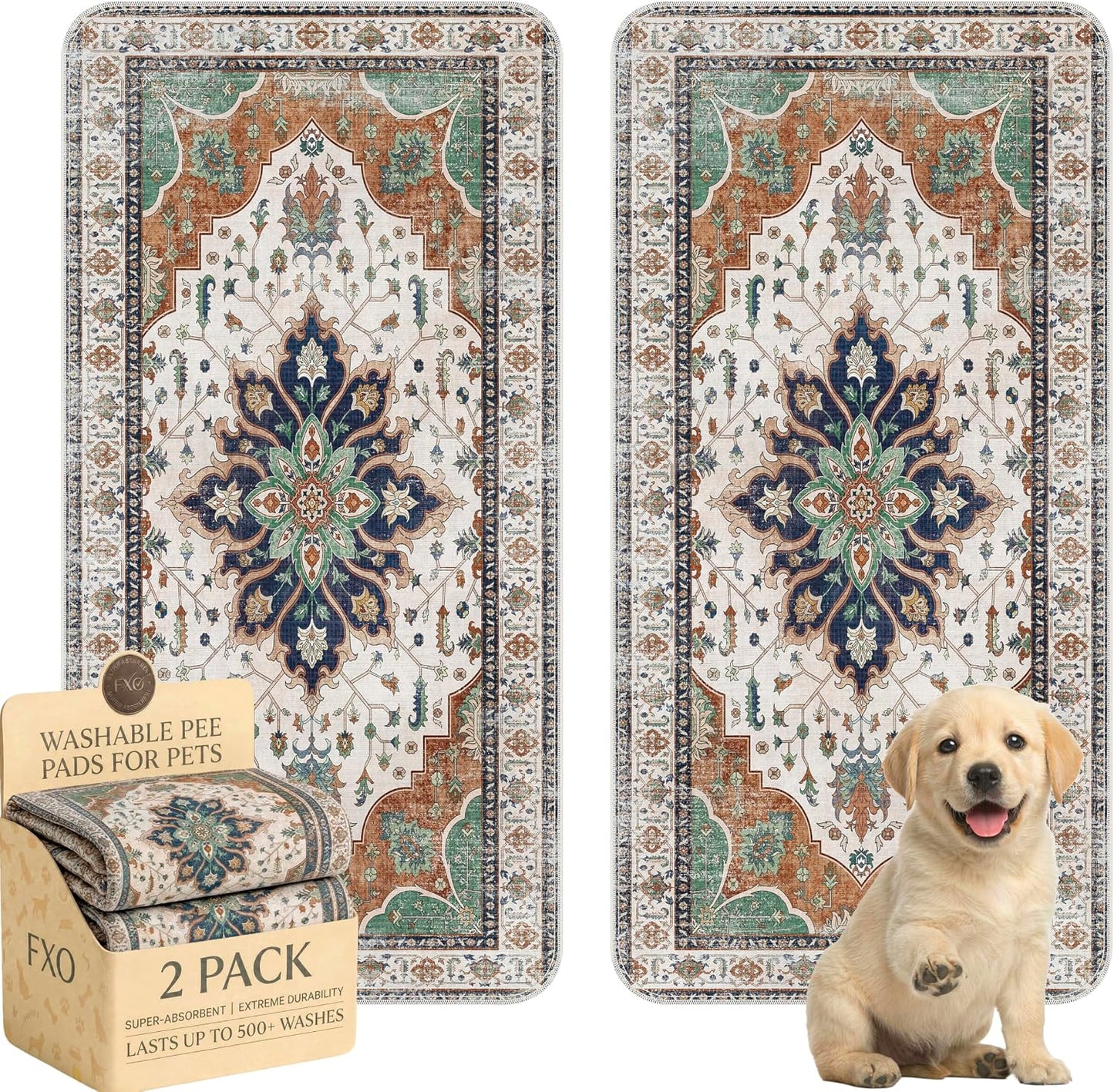 Washable Pee Pads for Dogs,Great Urine Absorbent Reusable Puppy Training Pads,Waterproof,Leak-Proof & Non-Slip Potty Pads for Whelping,Crate,Playpen,Bed.(Green Floral,18"x24") - Image 15