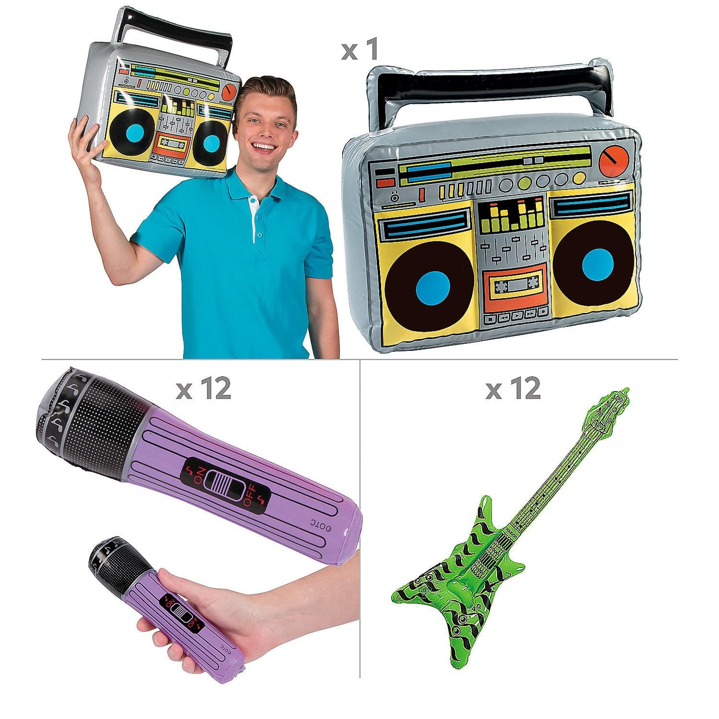 Close up of colorful speaker details on Fun Express inflatable boombox