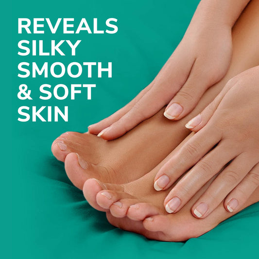 Dr. Scholl's moisturizing socks for dry skin callus removal application view.
