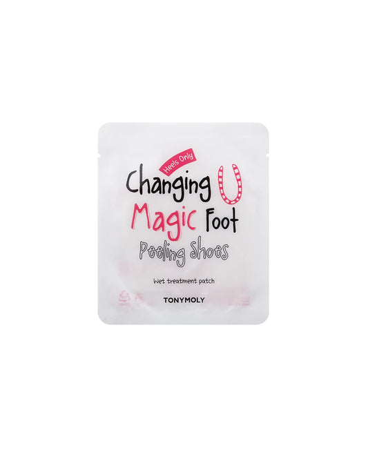 TONYMOLY exfoliating foot mask booties with watermelon extract for dry cracked heels.