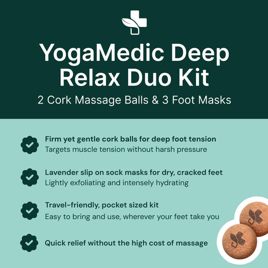 YogaMedic home spa bundle featuring scent free hydrating booties for treating dry cracked heels