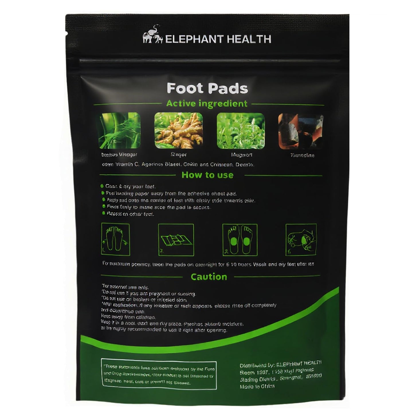 Authentic USA imported Elephant Health deep cleansing foot patches box on a clean background