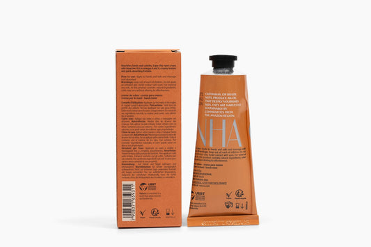 Natura Castanha anti dryness hand balm tube showing vegan product labeling