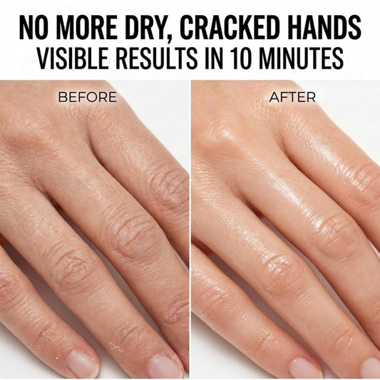 Woman wearing Wonder Family moisturizing hand mask gloves for spa treatment