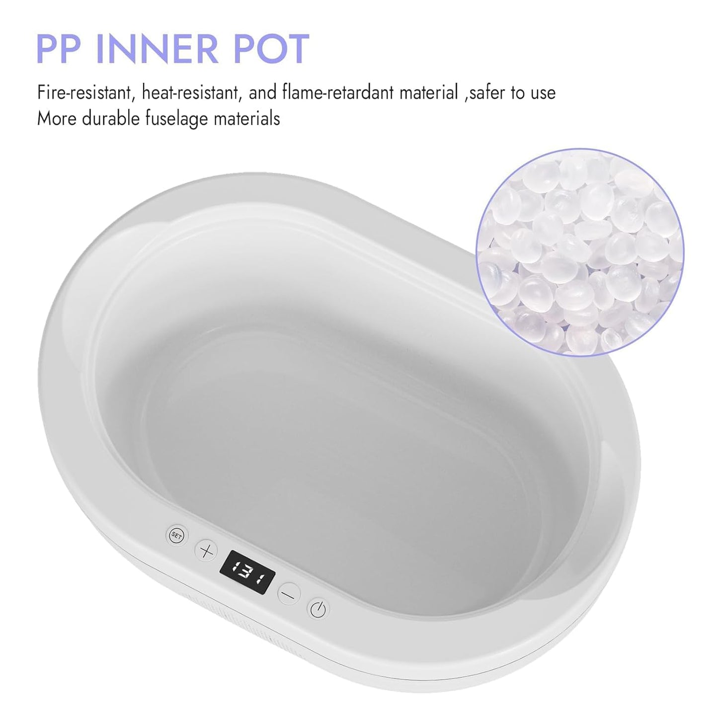 Premium imported paraffin wax warmer device packaging and included accessories
