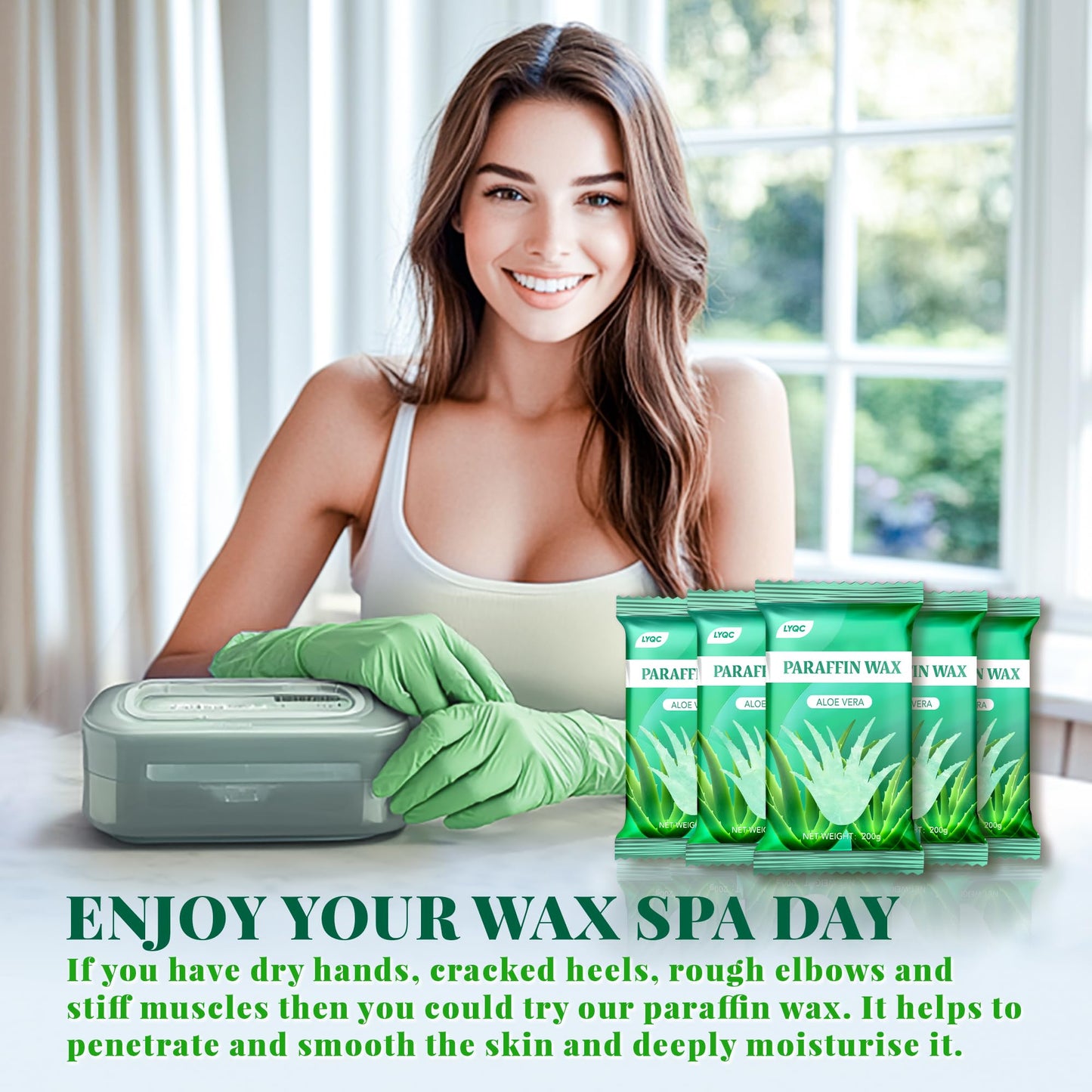 Peeling off the cooled paraffin wax layer from a hand after a therapeutic spa session.