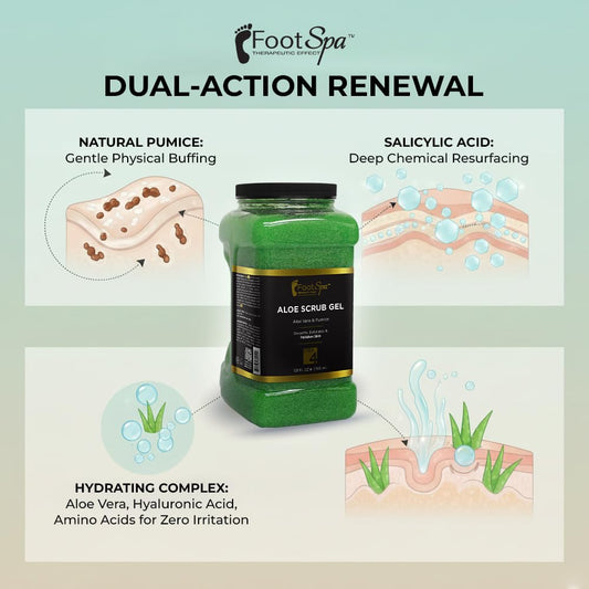 FootSpa bulk gallon 128 Ounce aloe vera exfoliator packaging details