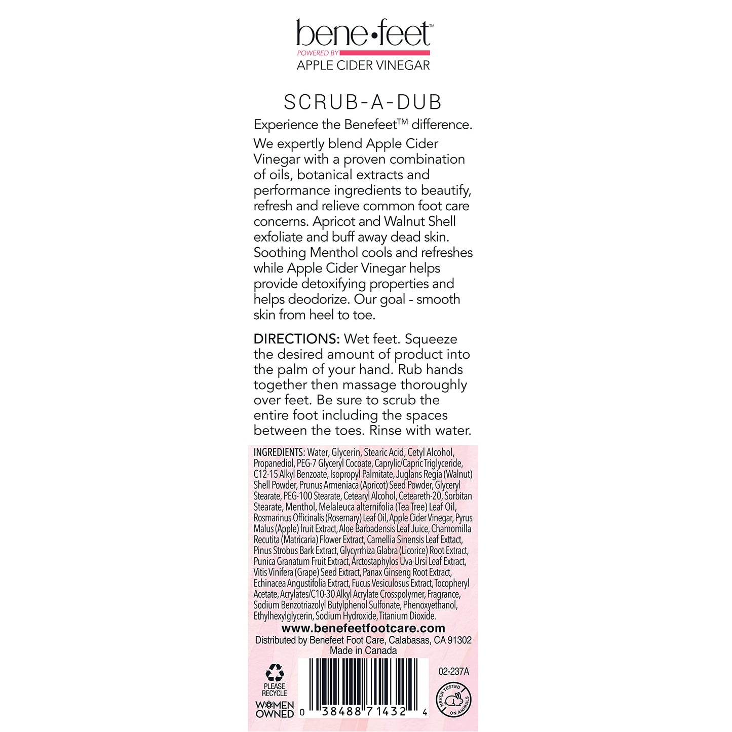 Benefeet foot scrub packaging in bathroom setting