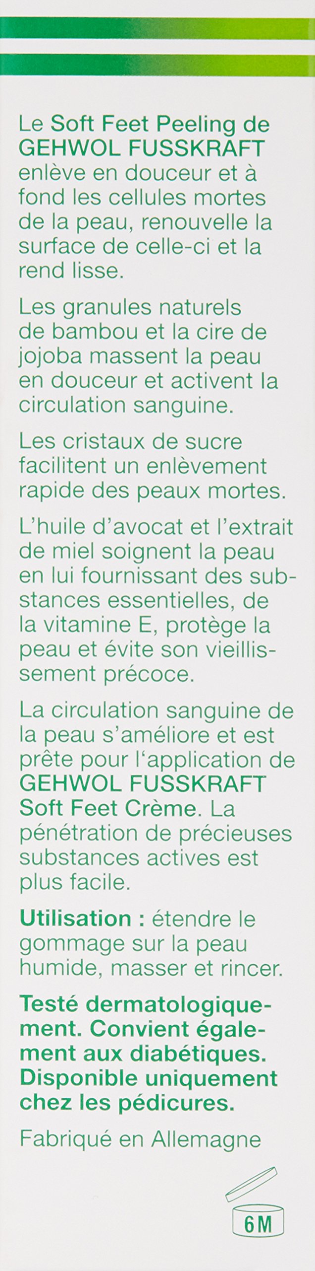 Authentic USA imported Gehwol Fusskraft Soft Feet Scrub tube showing full product size and official branding details.