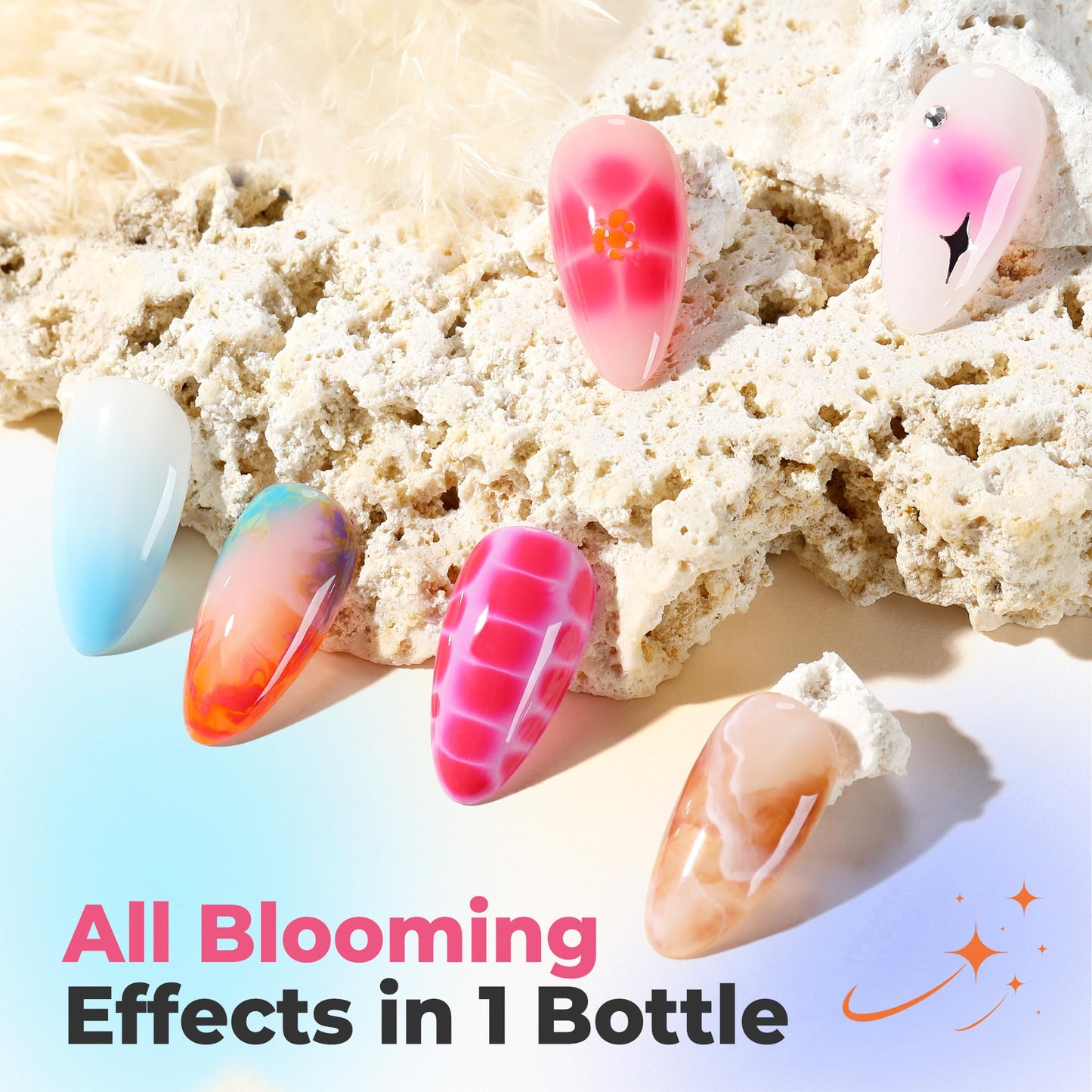 Professional nail art setup with Una Gella blooming gel