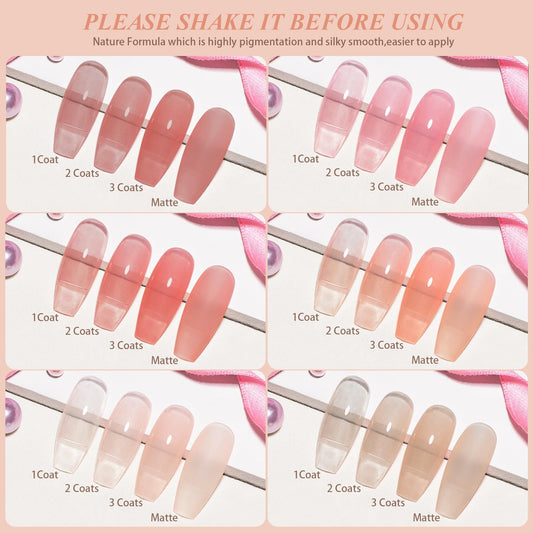 Artdone 6 color jelly nail polish palette swatch