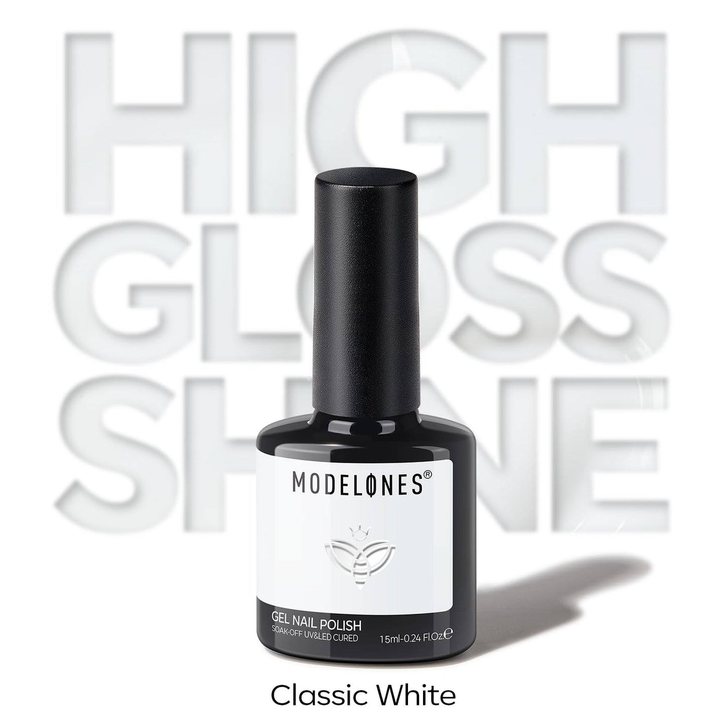 Modelones gel polish bottle next to UV LED nail lamp