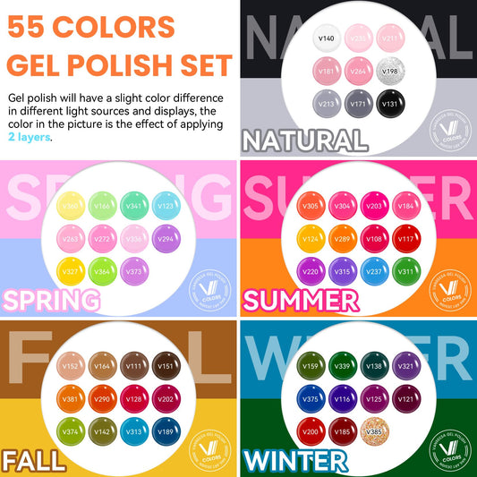 Vanreesa gel nail polish collection with base and top coats