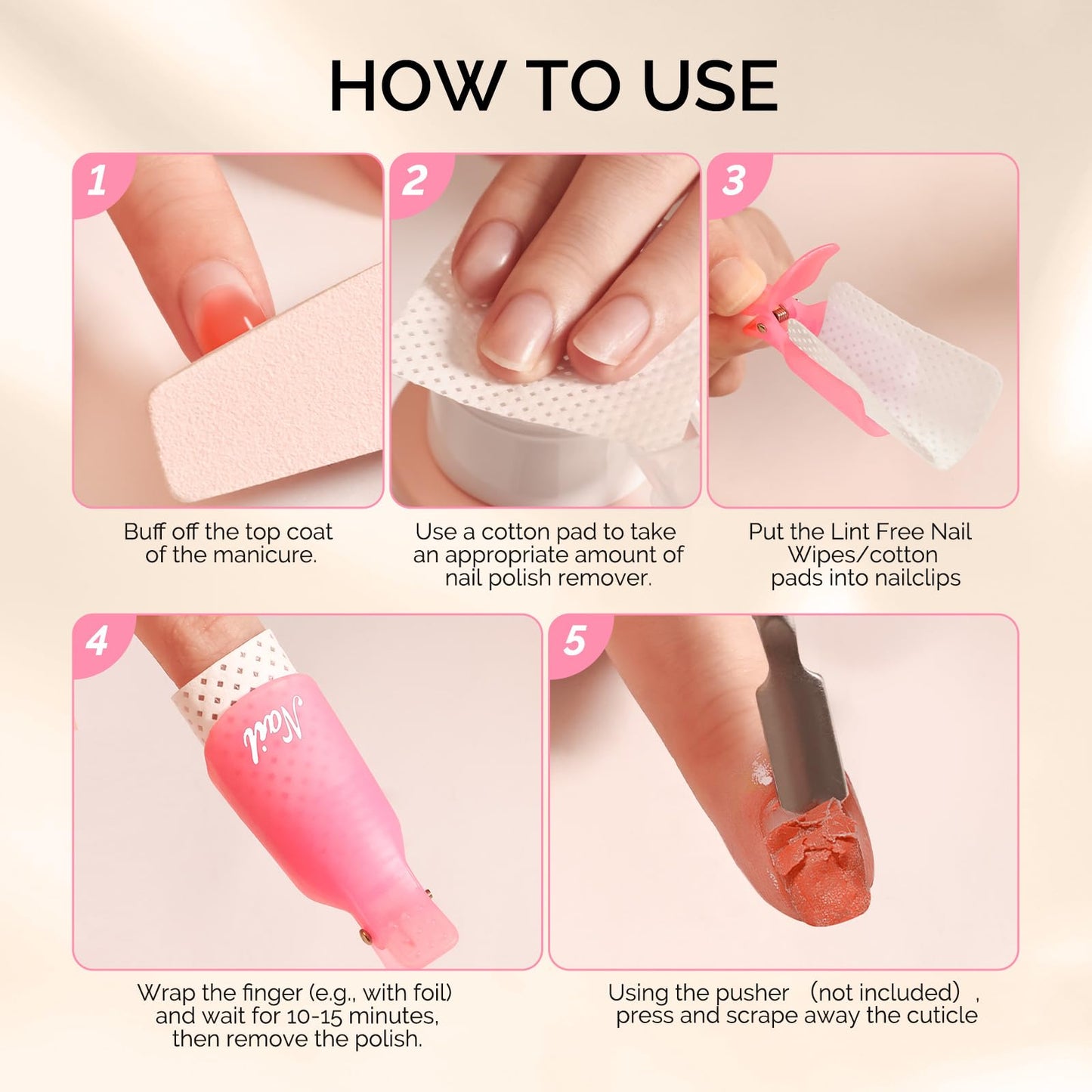 Professional nail art removal clips for gel polish