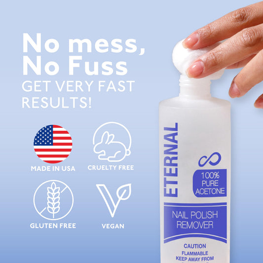 Eternal cosmetics 8 fluid ounces pure acetone bottle packaging details