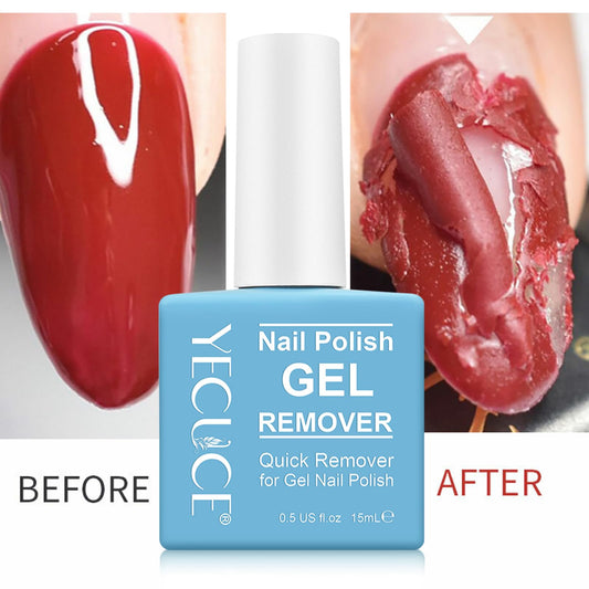 Magic gel nail polish remover showing the textured formula cracking the polish layer