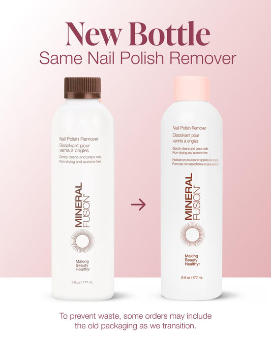 Acetone free non drying nail care formula bottle on white background