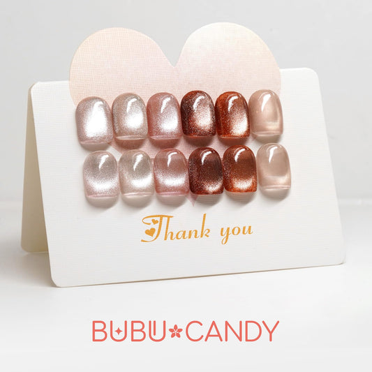 Bubu Candy magnetic gel polish kit showing gold brown and yellow shades