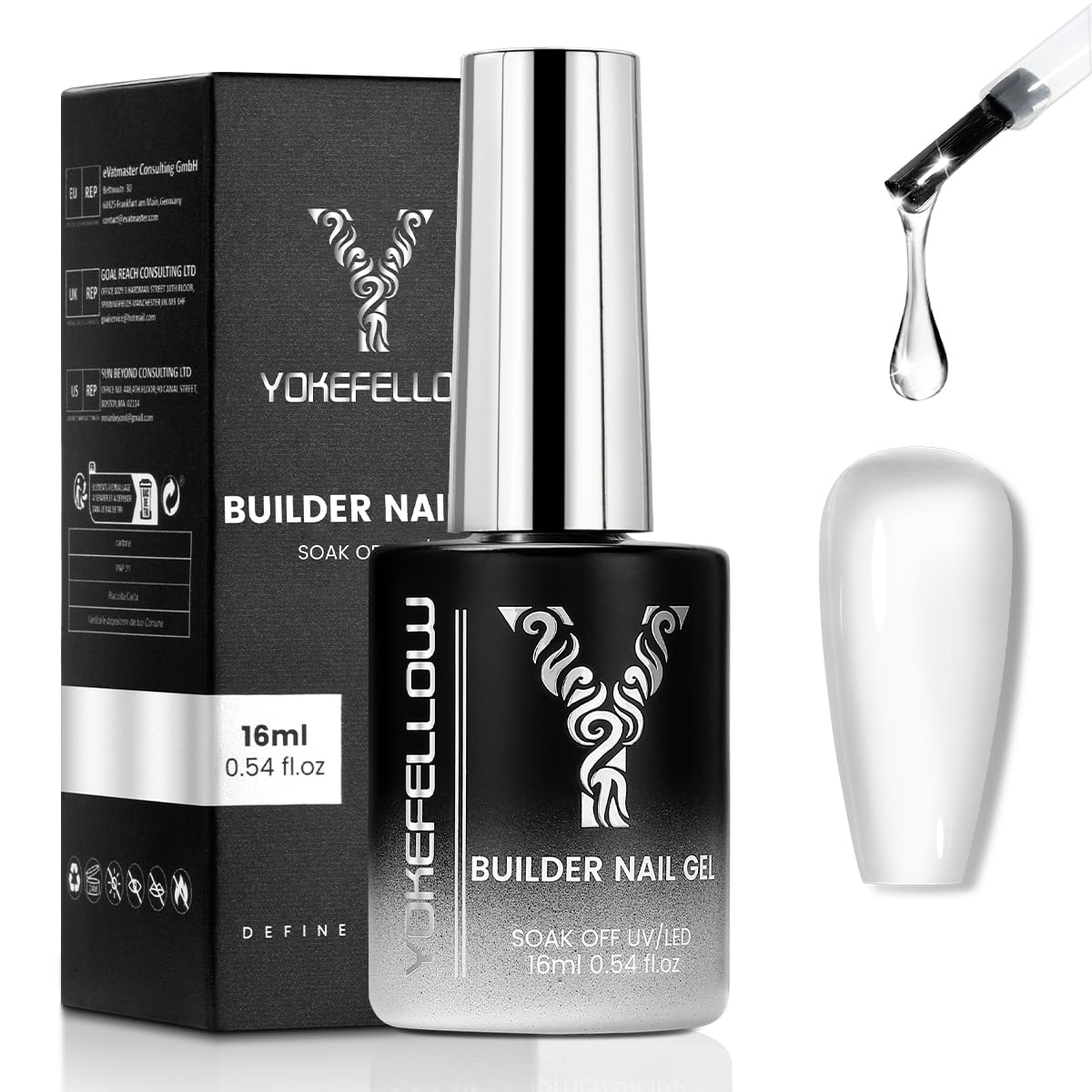 Clear builder gel for nail repair and apex building