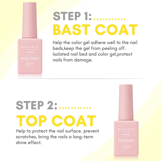 Makartt professional gel polish base and top coat bottles