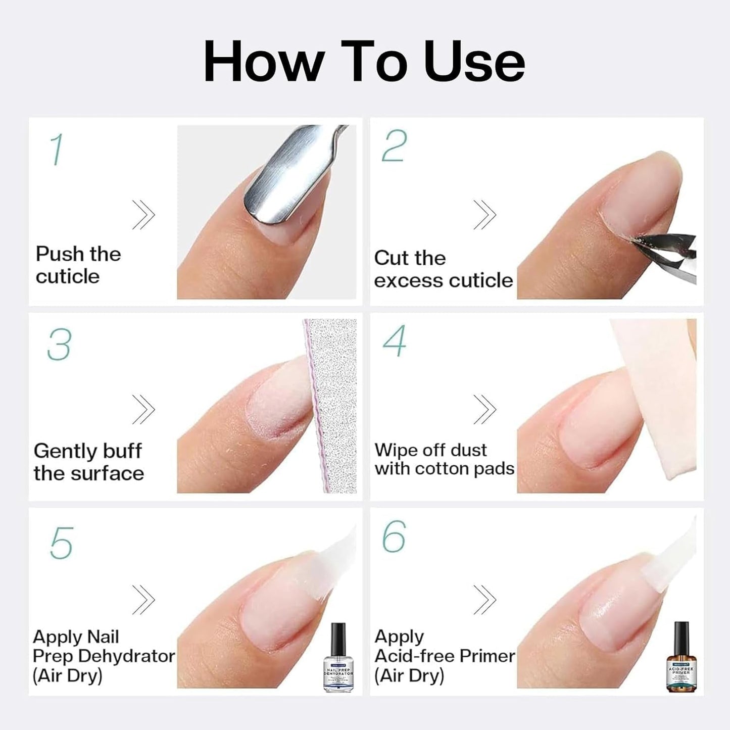 Close up of Morovan professional nail prep duo for acrylic and gel extensions