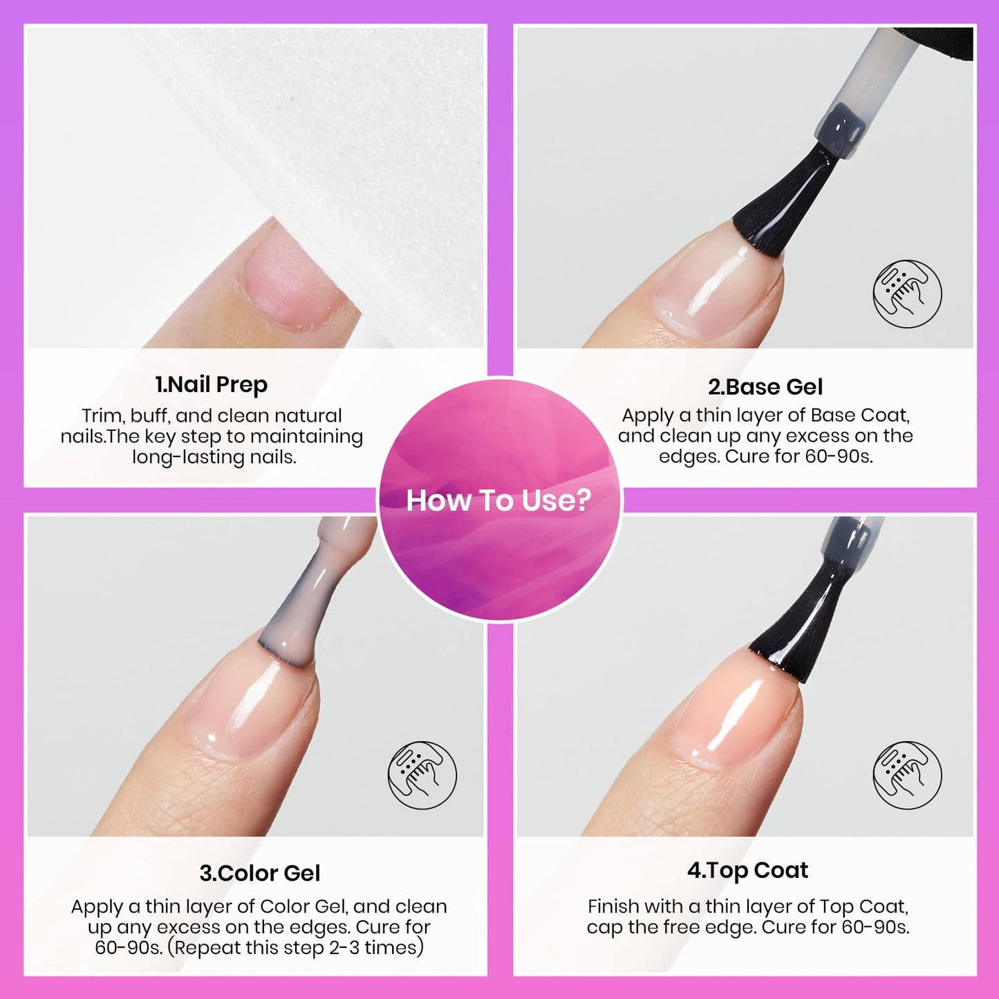 High gloss clear gel nail top coat bottle for professional nail art protection