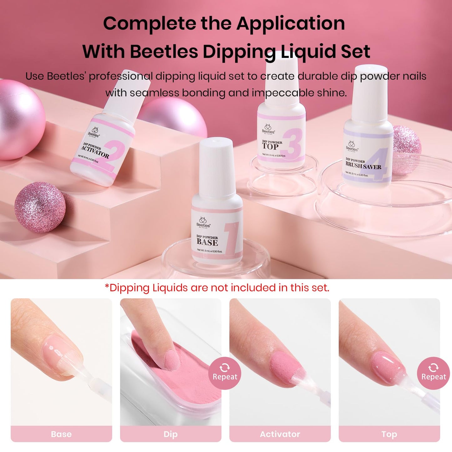 Beetles dip powder kit 6 colors for professional home manicure