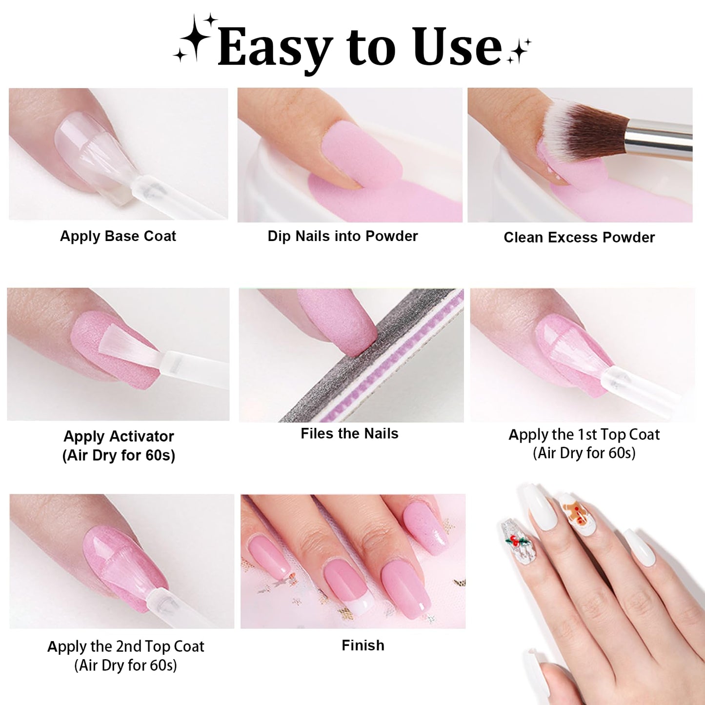 Eodci glitter pink dip powder packaging detail