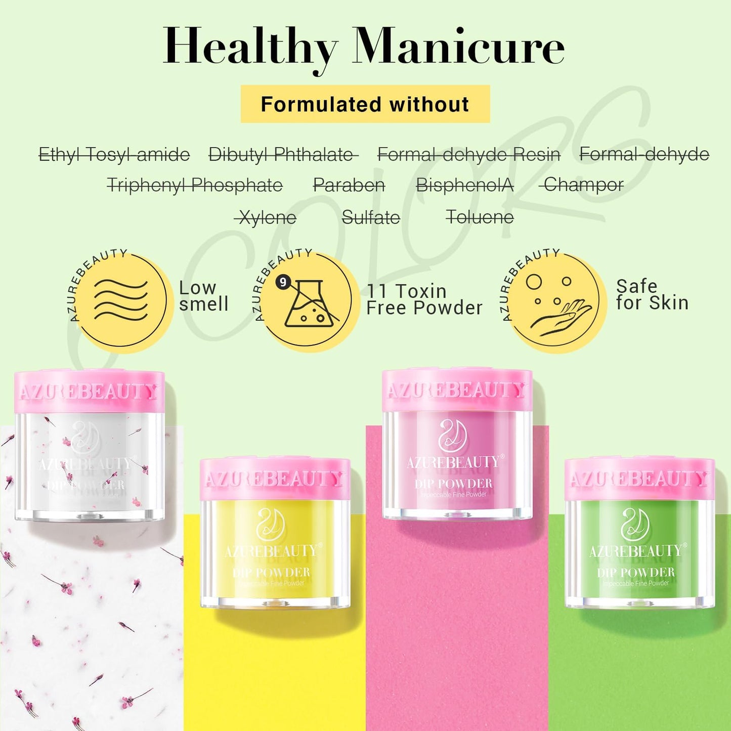 Close up of vibrant yellow dipping powder texture