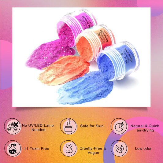 Honey Joy mood changing nail powder kit displaying glitter colors