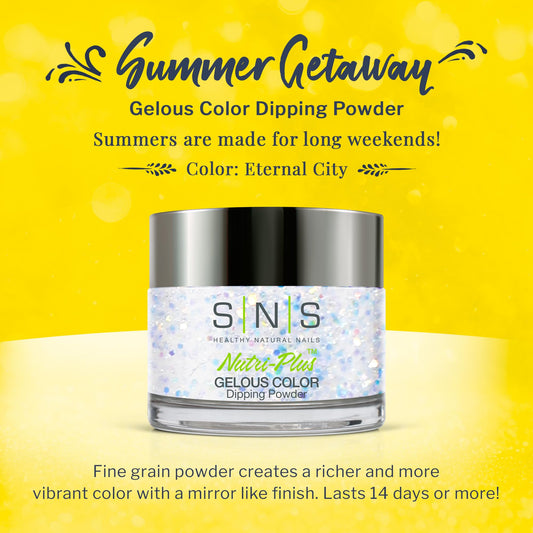 Jar of SNS Eternal City gray glitter dipping powder