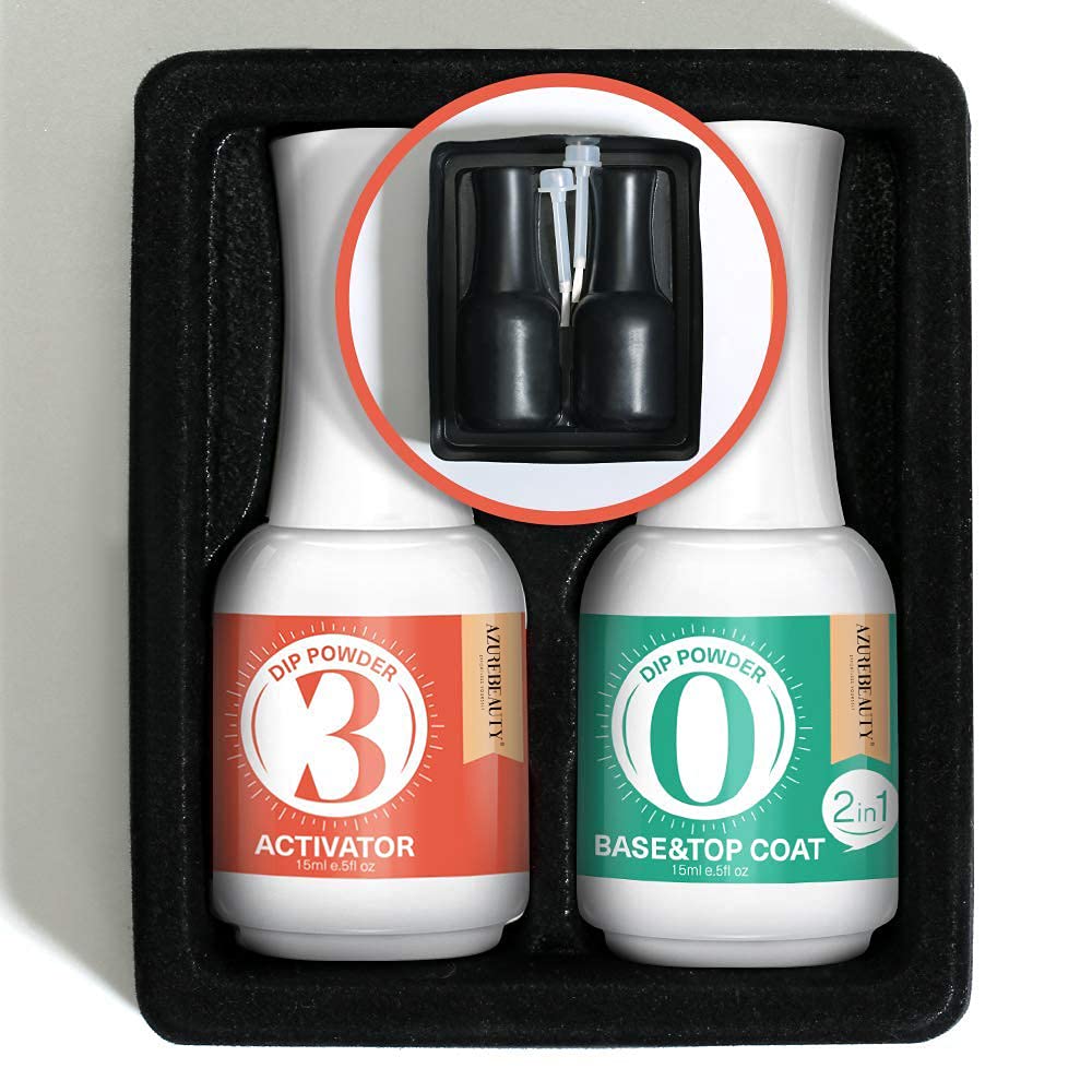 Complete presentation of the AZUREBEAUTY professional manicure set showcasing both velvety matte and glossy liquid options.