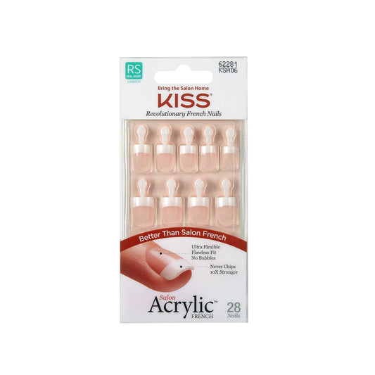 Kiss Salon Acrylic French Nails kit contents including glue and file