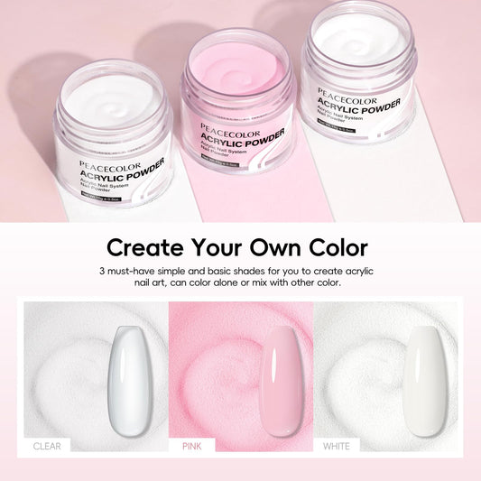 Complete Peacecolor acrylic nail art set with 11 colors and drill