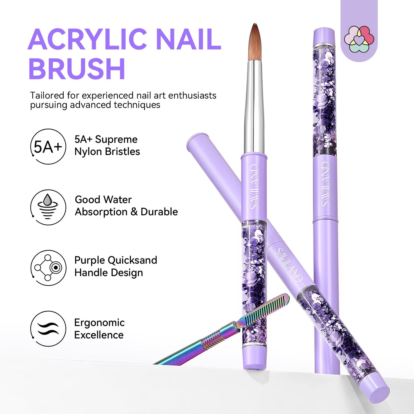 Detailed view of high quality Kolinsky hair nail brush tips