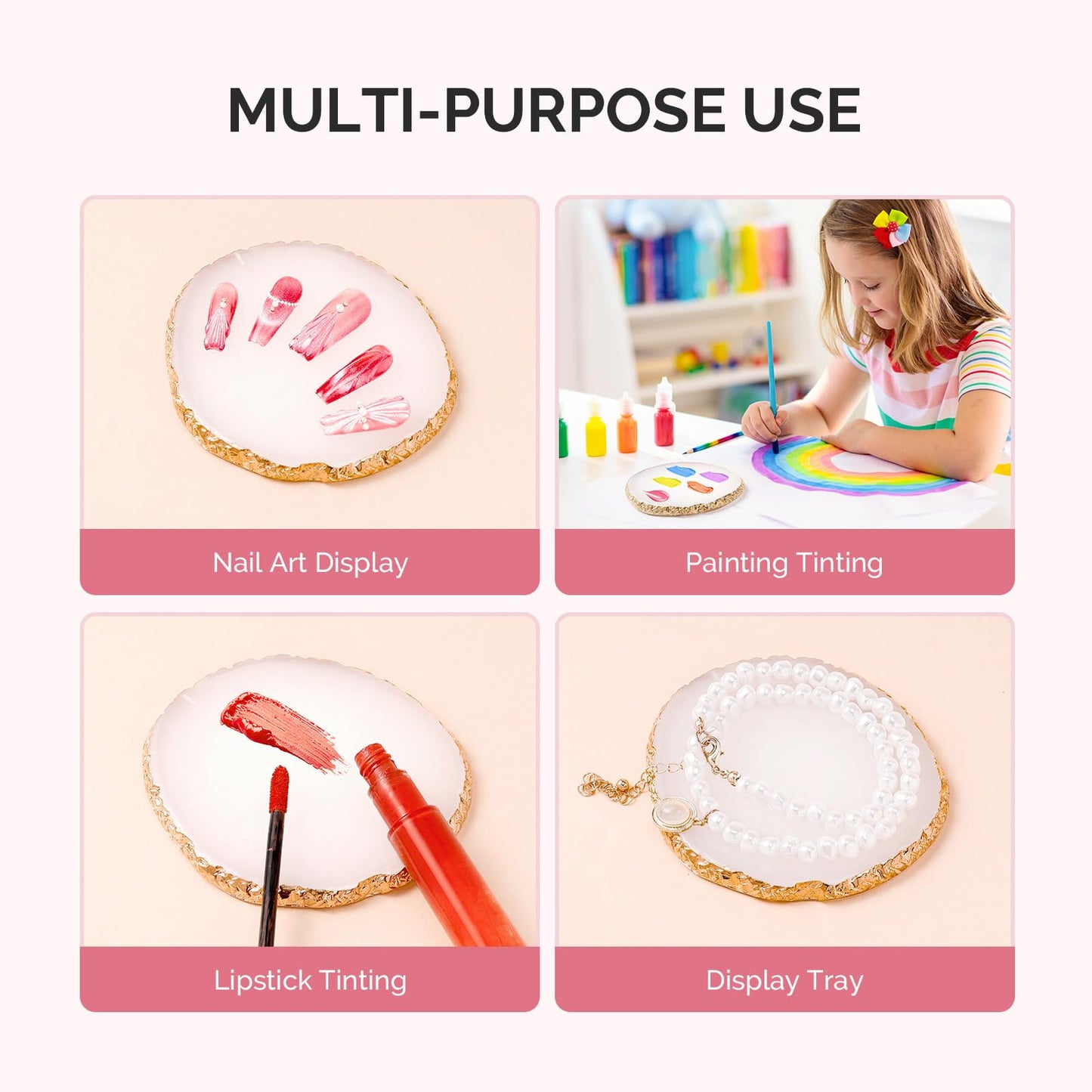 Clean white nail polish mixing board on vanity table