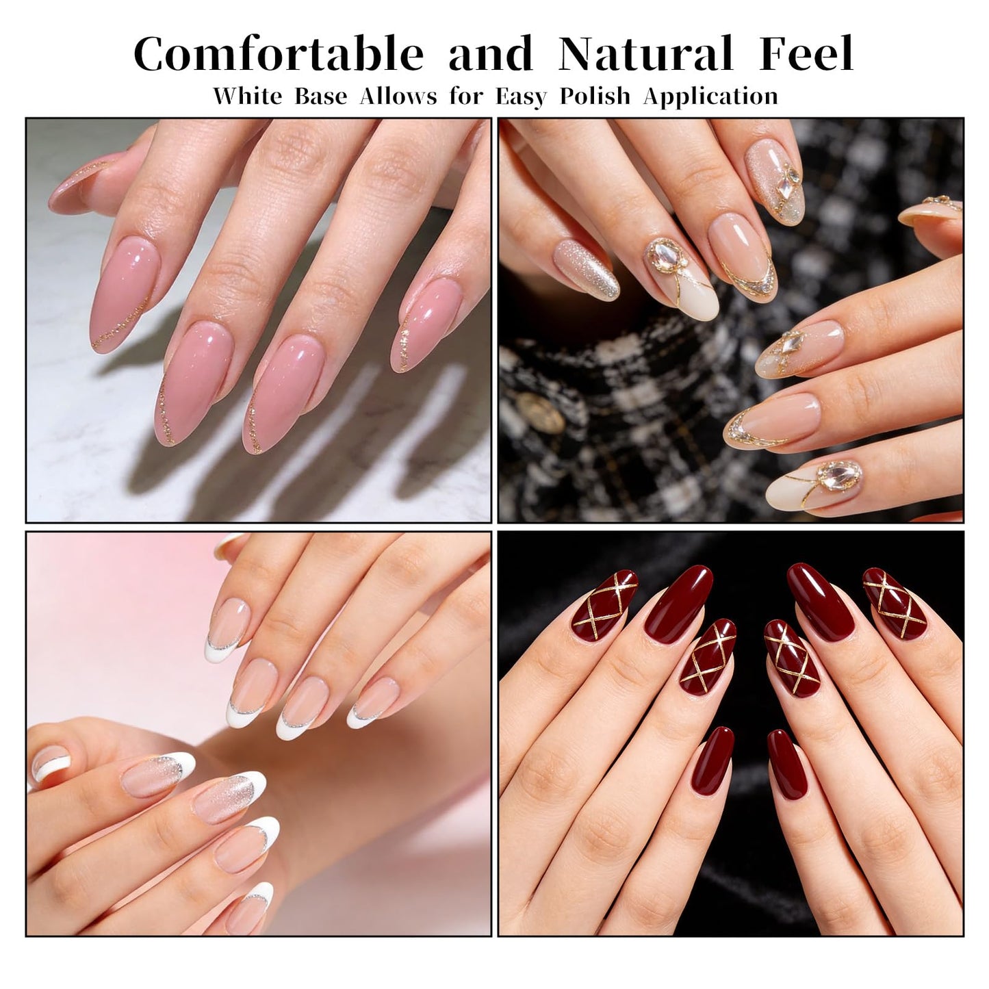 White fiber nail wrap base for gel polish application