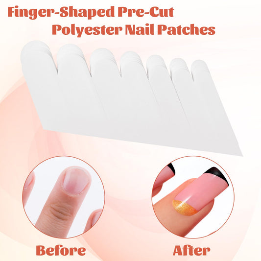 White polyester nail wraps for nail reinforcement