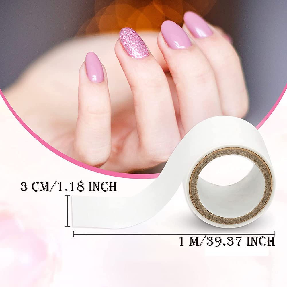 Side view of the self adhesive protection sticker roll used for building durable acrylic nail extensions.