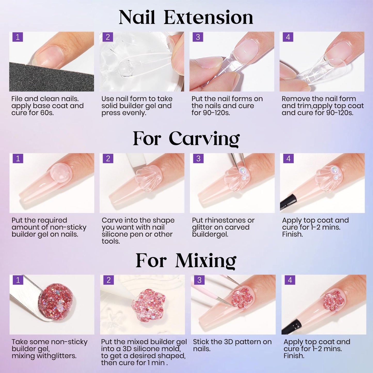 Mizhse solid builder gel set packaging details