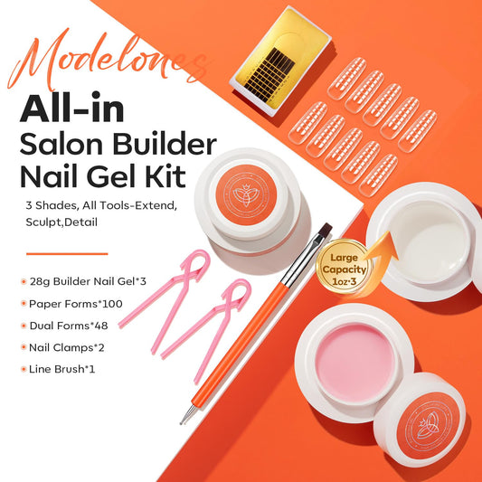 Modelones hard gel kit with clear nude and pink shades