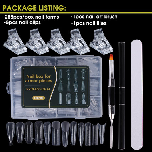 Detailed view of 288 pieces dual nail molds in 12 sizes