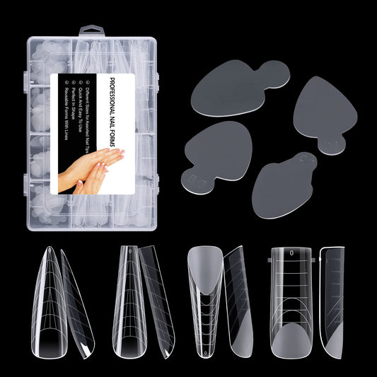 Close up of NMKL38 reusable dual nail forms for acrylic extensions