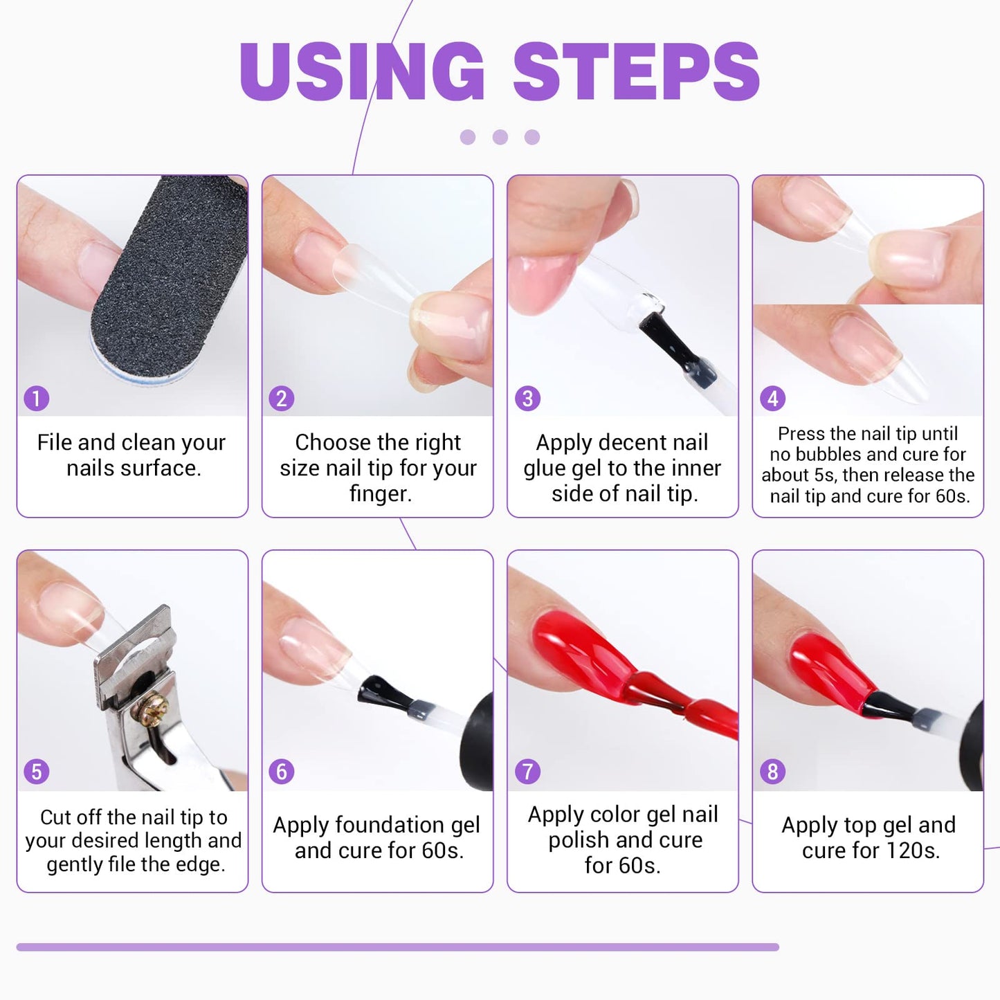 Components of Saviland DIY manicure extension set