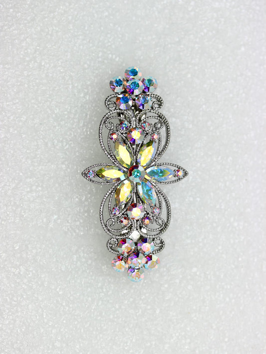 Faship floral hair jewelry clip showcasing the imitation platinum plating and secure spring mechanism.