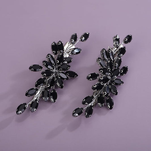 Teyglen crystal wedding hair barrette showing secure metal alloy back clip mechanism